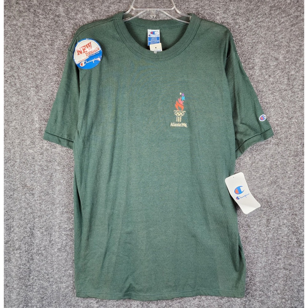 Atlanta 1996 Champion T-Shirt Mens L Green Olympics Summer Games USA NEW